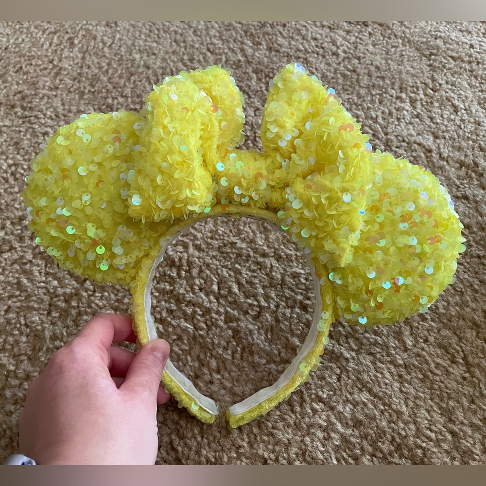 Yellow Sequin Sparkly Mickey Mouse Minnie Mouse Ears Headband